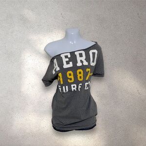 Aeropostale Grey Off The Shoulder Top